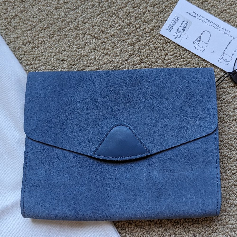 VereVerto Mini Mox Crossbody Bag in Petrol Blue Suede - NWT